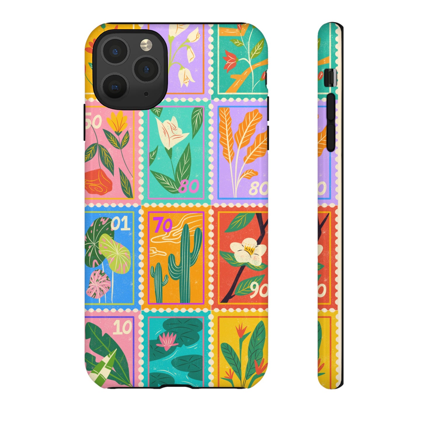 Flower Stamps Phone Case | iPhone 15 Plus/ Pro, 14, 13, 12| Google Pixel 7, Pro, 5| Samsung Galaxy S23 All Major Phone Models