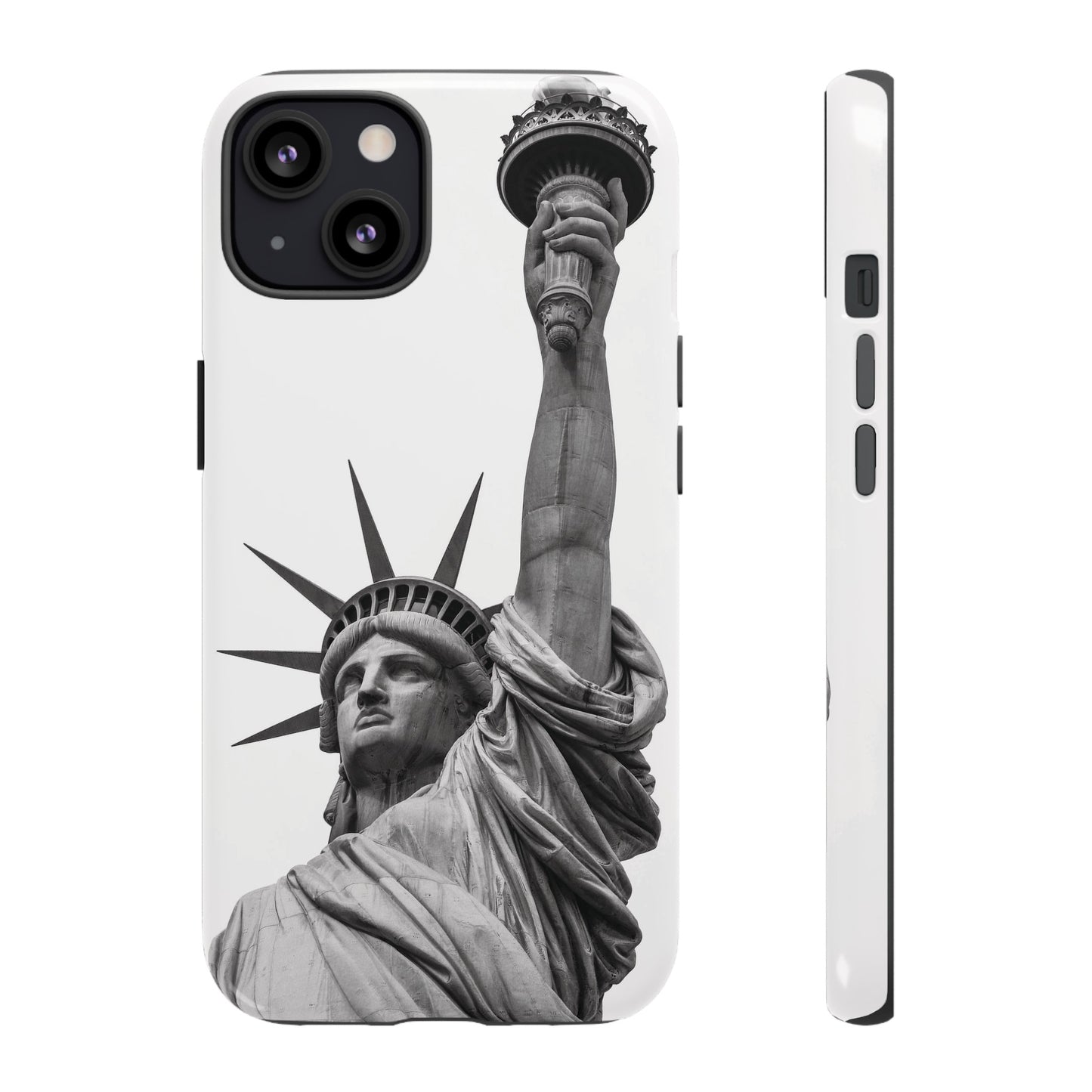 Black & White Statue of Liberty Wallpaper Phone Case | iPhone 15 Plus/ Pro, 14, 13, 12| Google Pixel 7, Pro, 5| Samsung Galaxy S23 All Major Phone Models