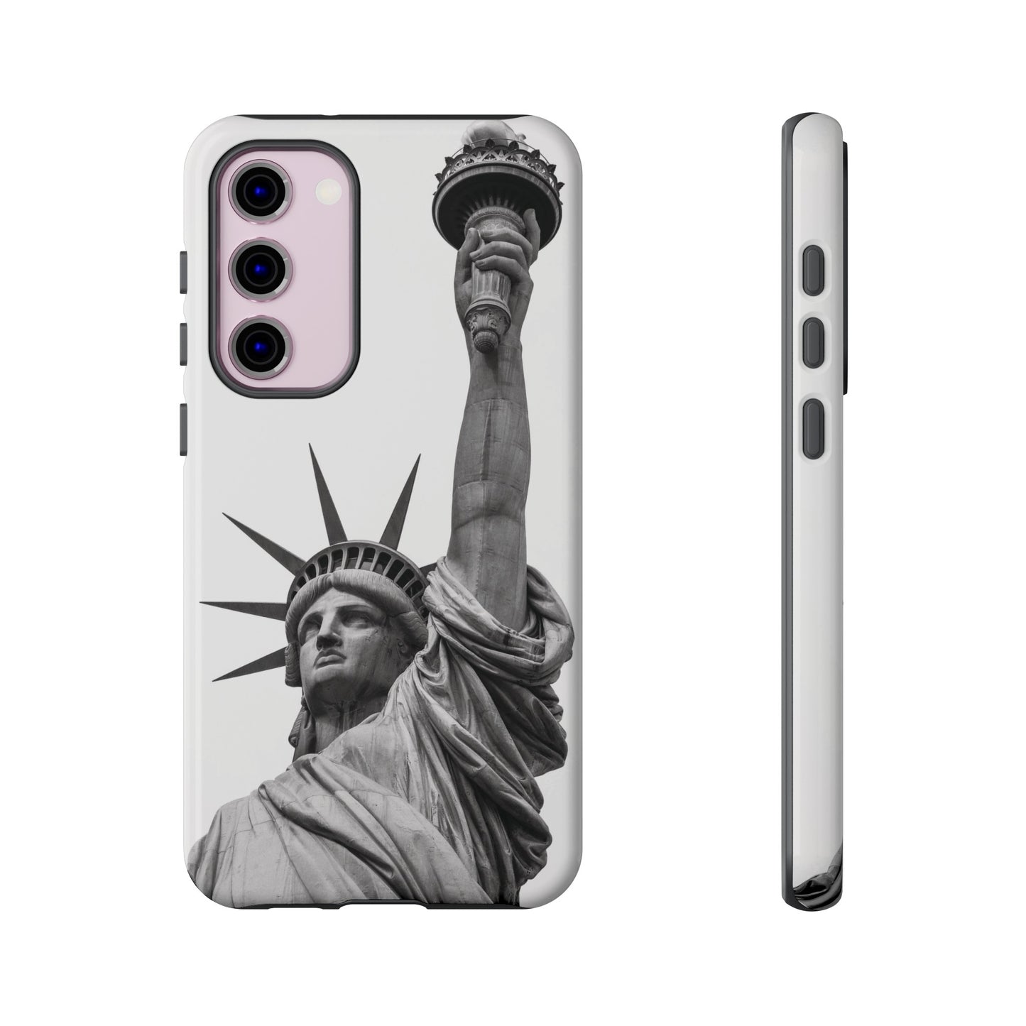 Black & White Statue of Liberty Wallpaper Phone Case | iPhone 15 Plus/ Pro, 14, 13, 12| Google Pixel 7, Pro, 5| Samsung Galaxy S23 All Major Phone Models