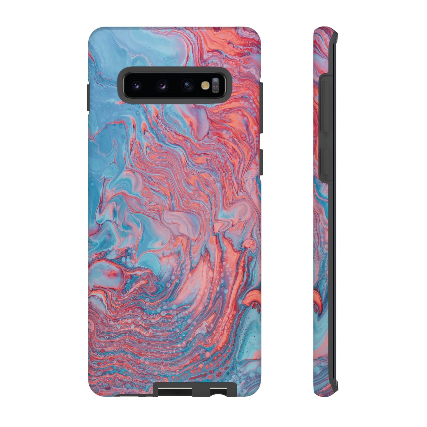 Coral Pink & Blue Abstract Paint Phone Case|iPhone 15 Plus/ Pro, 14, 13, 12|Google Pixel 7, Pro, 5|Samsung Galaxy S23 All Major Phone Models