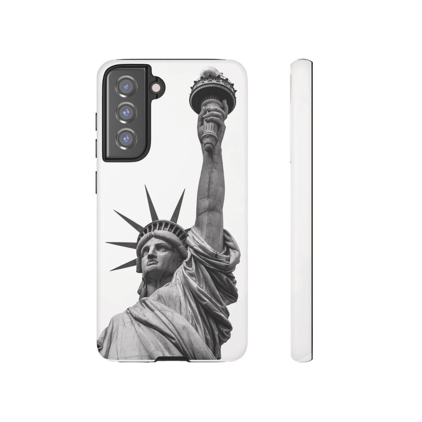 Black & White Statue of Liberty Wallpaper Phone Case | iPhone 15 Plus/ Pro, 14, 13, 12| Google Pixel 7, Pro, 5| Samsung Galaxy S23 All Major Phone Models