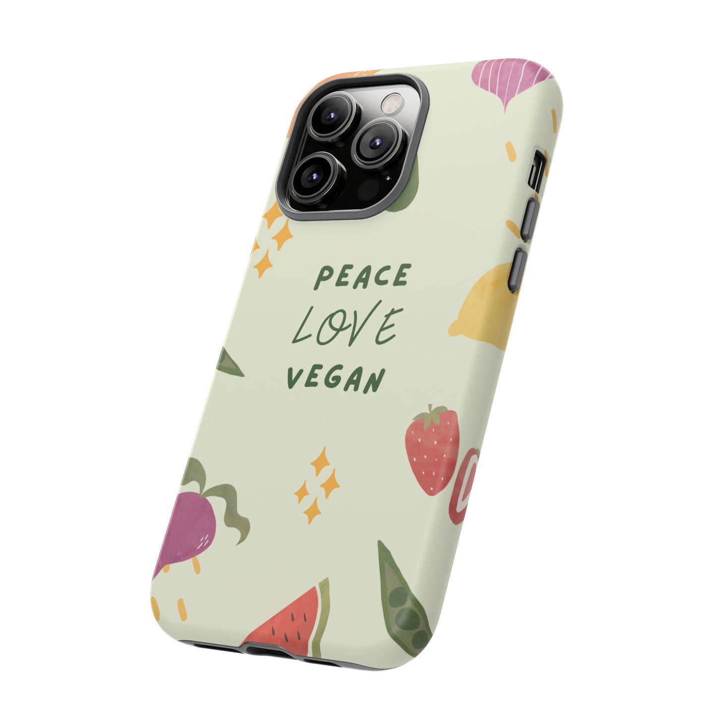 Peace Love Vegan Wallpaper Phone Case | iPhone 15 Plus/ Pro, 14, 13, 12| Google Pixel 7, Pro, 5| Samsung Galaxy S23 All Major Phone Models