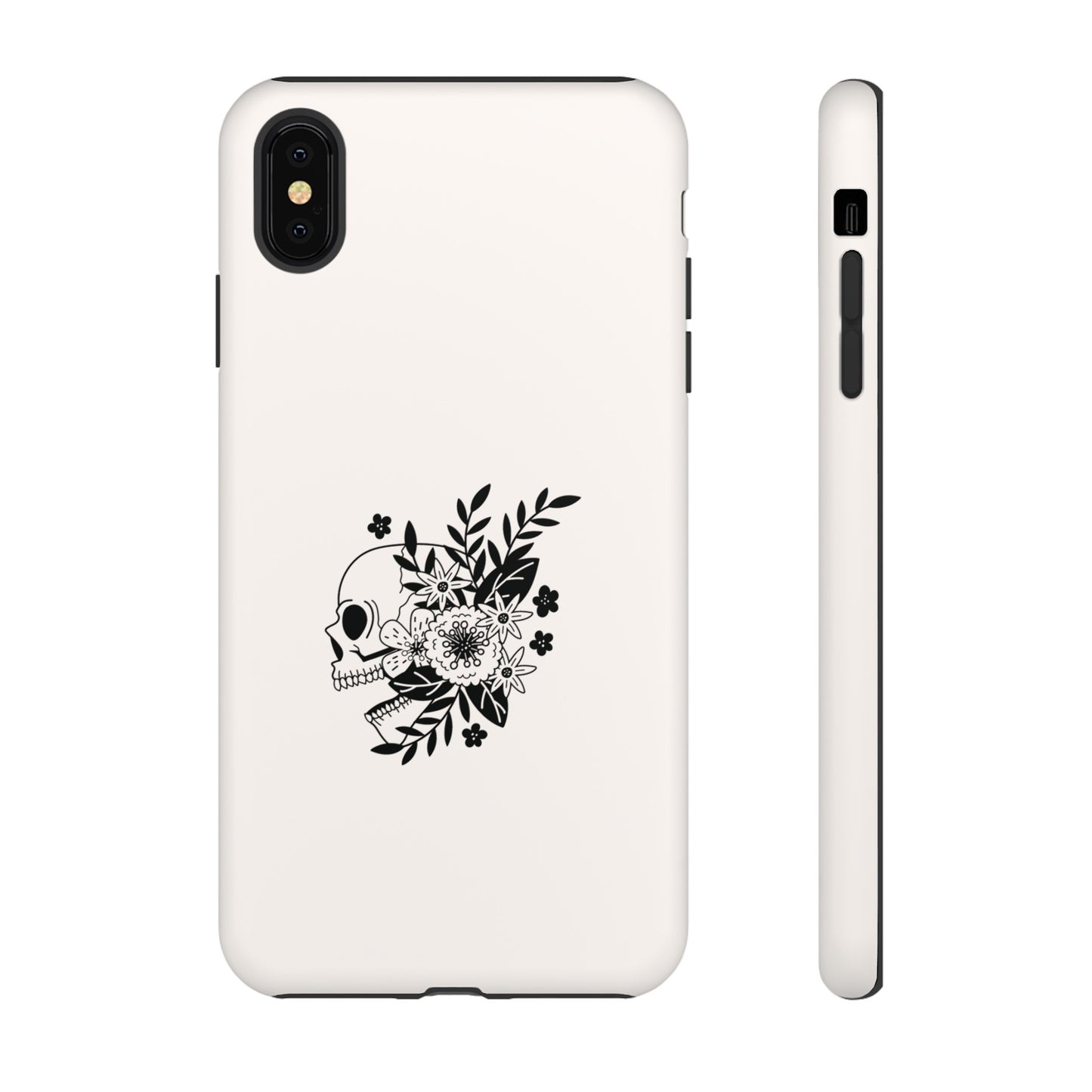 Skull with Flowers Wallpaper Phone Case | iPhone 15 Plus/ Pro, 14, 13, 12| Google Pixel 7, Pro, 5| Samsung Galaxy S23 All Major Phone Models