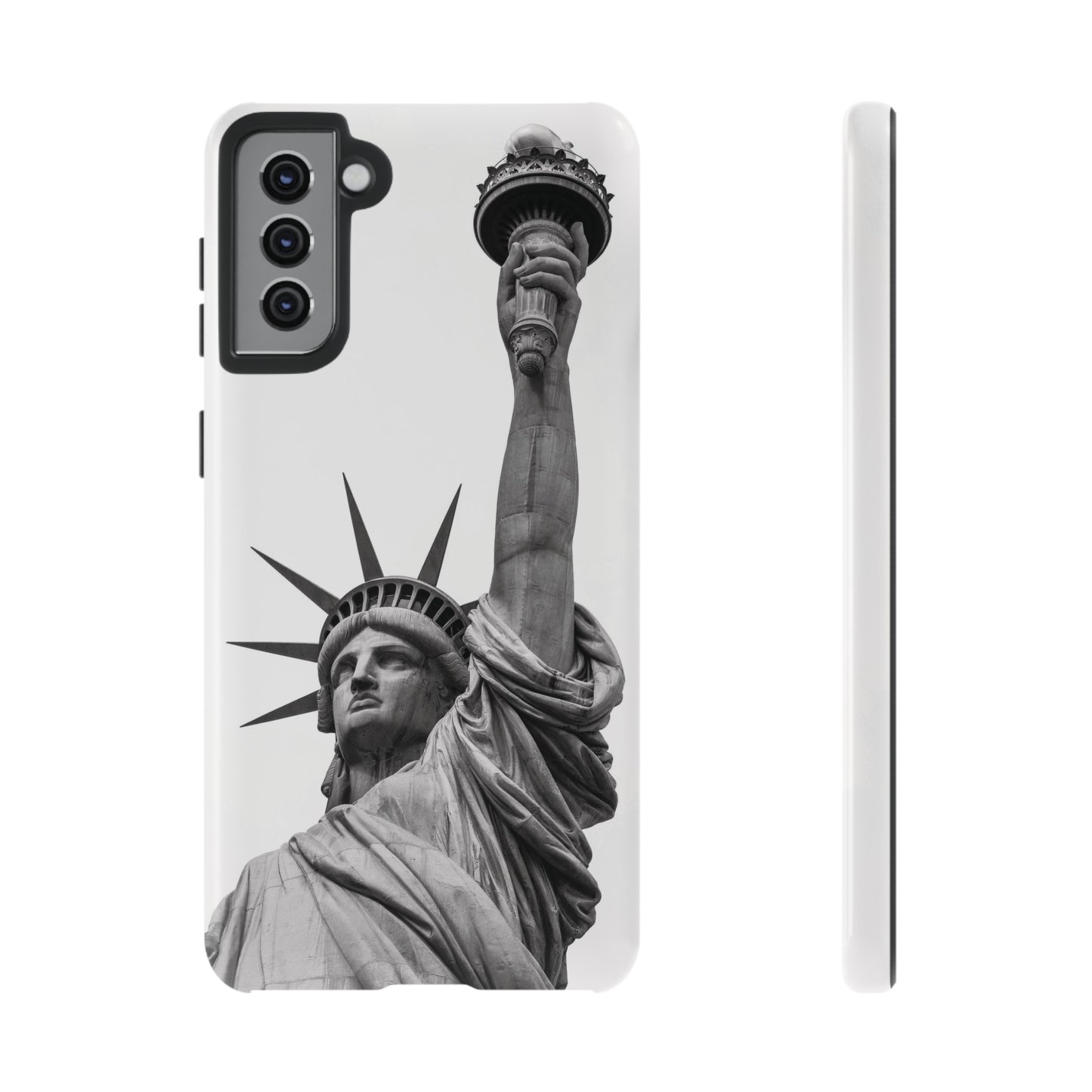 Black & White Statue of Liberty Wallpaper Phone Case | iPhone 15 Plus/ Pro, 14, 13, 12| Google Pixel 7, Pro, 5| Samsung Galaxy S23 All Major Phone Models