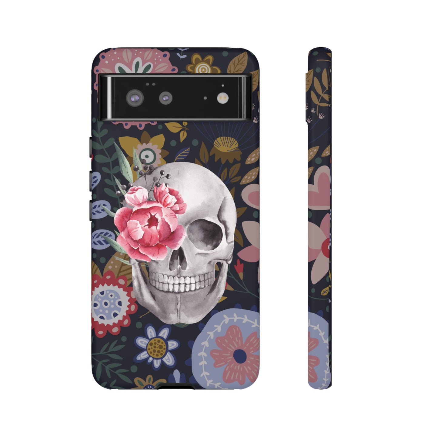 Floral Skull Wallpaper Phone Case | iPhone 15 Plus/ Pro, 14, 13, 12| Google Pixel 7, Pro, 5| Samsung Galaxy S23 All Major Phone Models