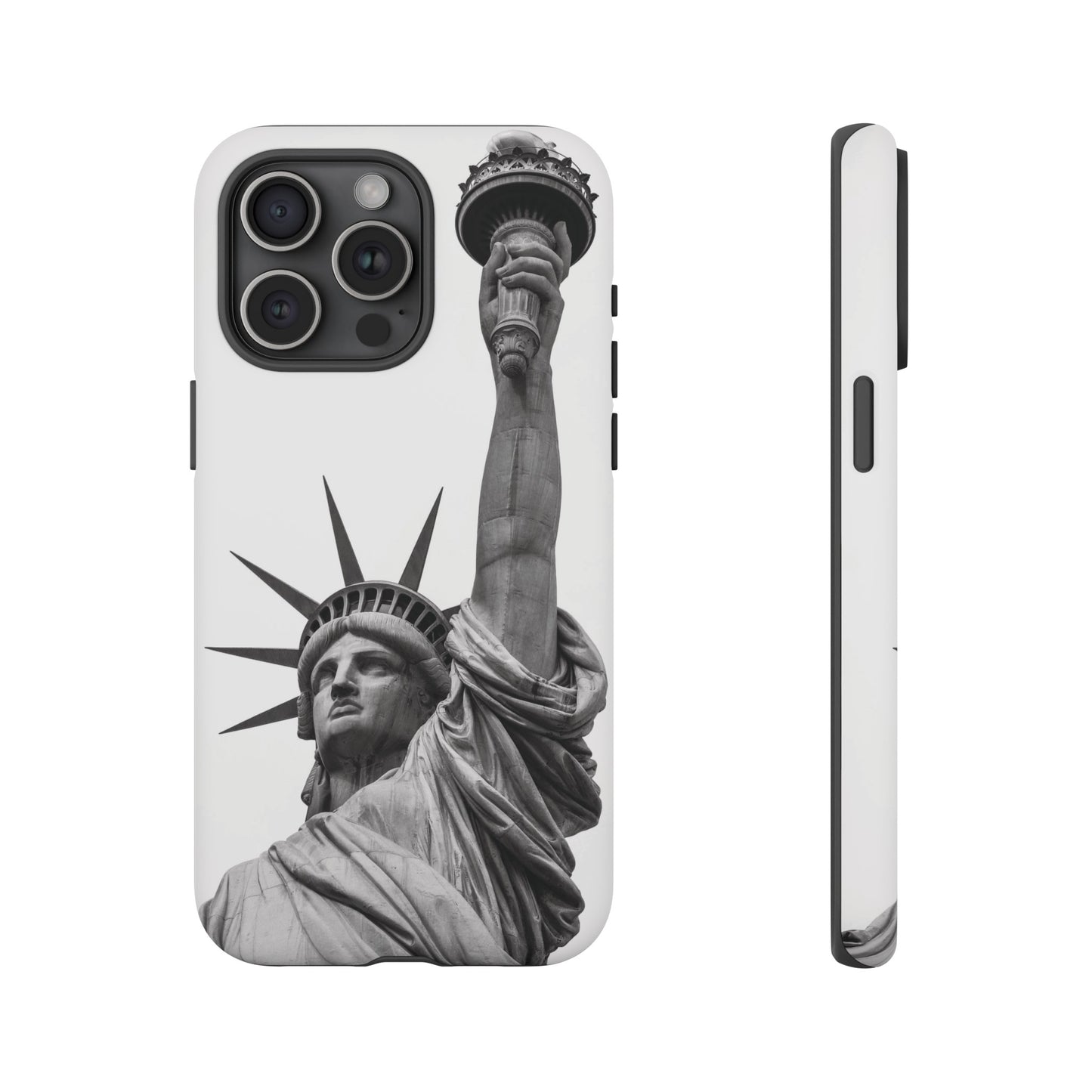 Black & White Statue of Liberty Wallpaper Phone Case | iPhone 15 Plus/ Pro, 14, 13, 12| Google Pixel 7, Pro, 5| Samsung Galaxy S23 All Major Phone Models