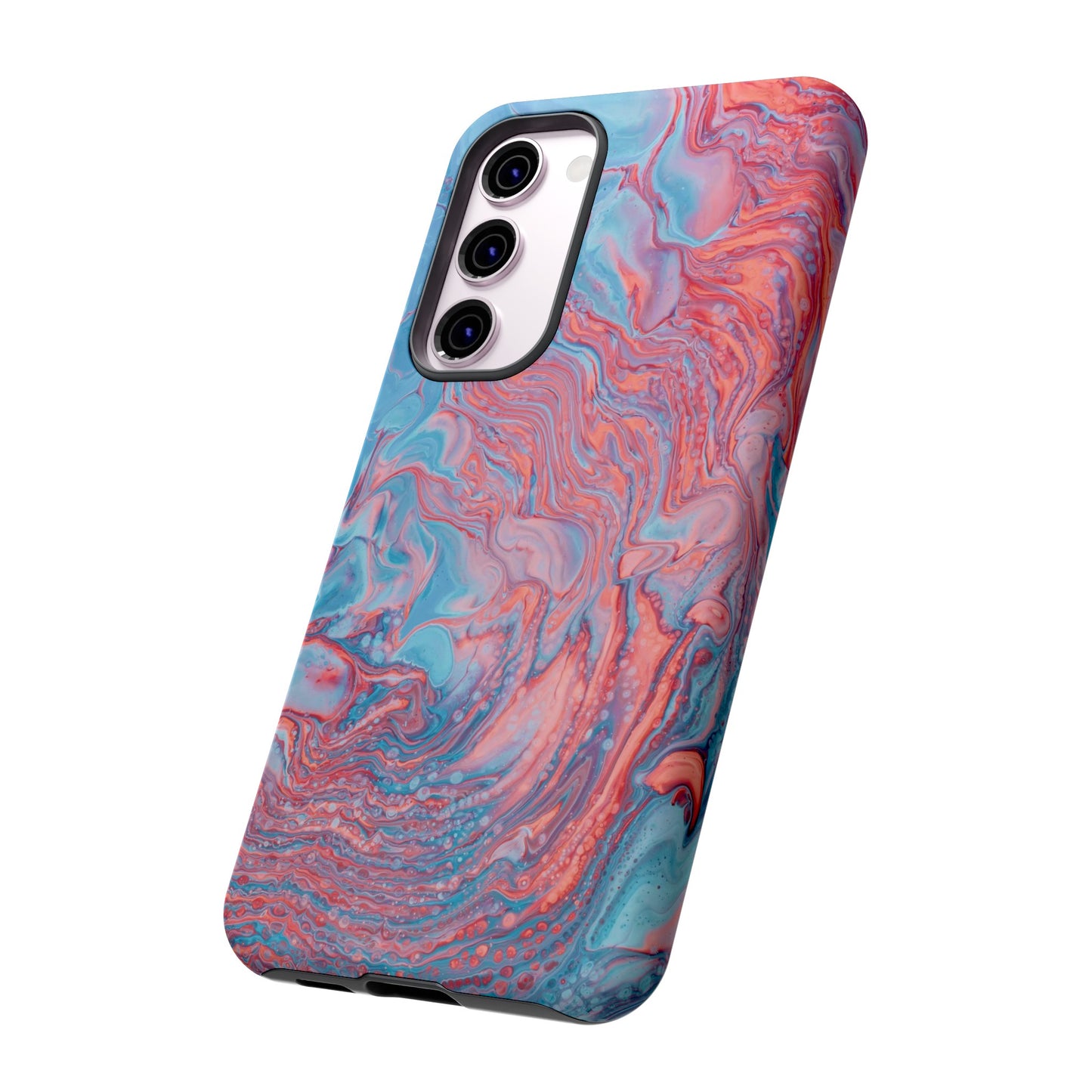 Coral Pink & Blue Abstract Paint Phone Case|iPhone 15 Plus/ Pro, 14, 13, 12|Google Pixel 7, Pro, 5|Samsung Galaxy S23 All Major Phone Models