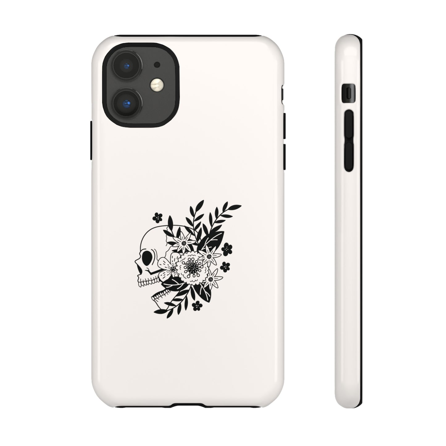 Skull with Flowers Wallpaper Phone Case | iPhone 15 Plus/ Pro, 14, 13, 12| Google Pixel 7, Pro, 5| Samsung Galaxy S23 All Major Phone Models