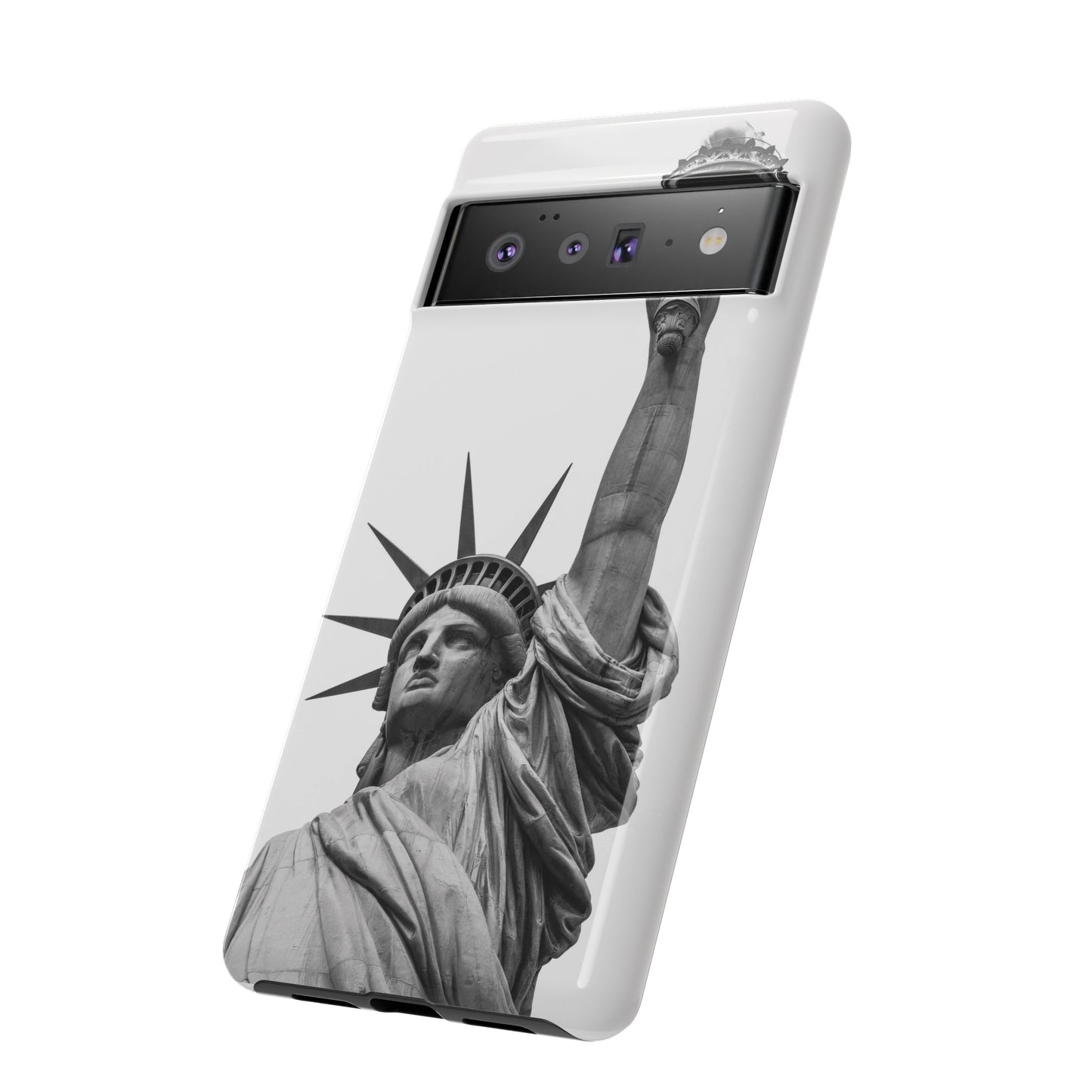 Black & White Statue of Liberty Wallpaper Phone Case | iPhone 15 Plus/ Pro, 14, 13, 12| Google Pixel 7, Pro, 5| Samsung Galaxy S23 All Major Phone Models