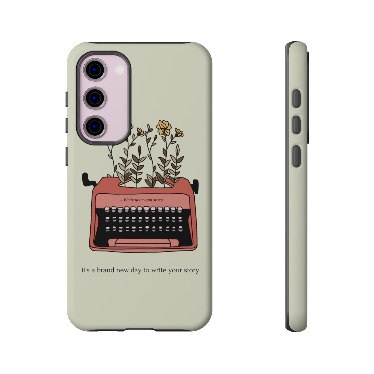 Flower Typewriter Phone Case | iPhone 15 Plus/ Pro, 14, 13, 12| Google Pixel 7, Pro, 5| Samsung Galaxy S23 All Major Phone Models