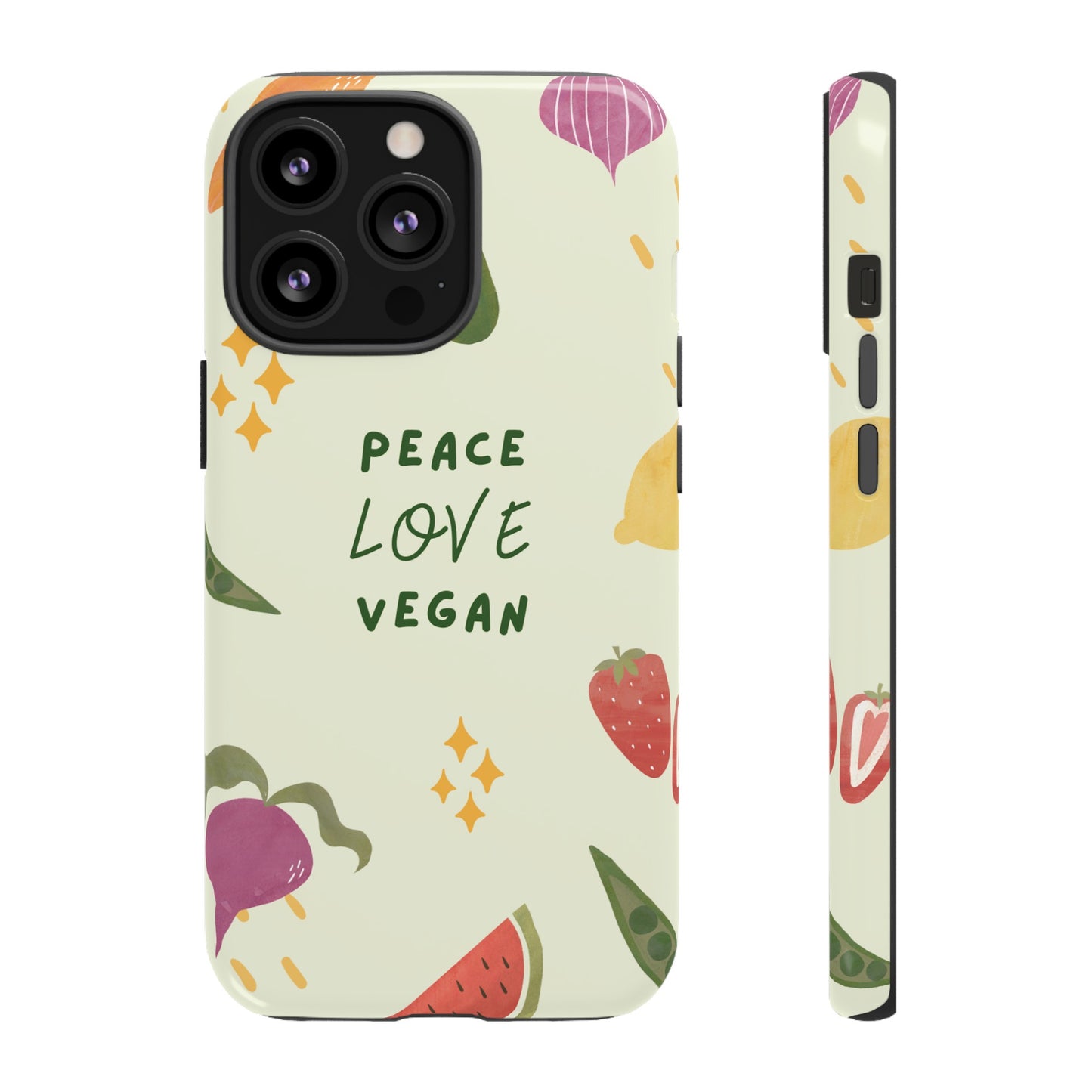 Peace Love Vegan Wallpaper Phone Case | iPhone 15 Plus/ Pro, 14, 13, 12| Google Pixel 7, Pro, 5| Samsung Galaxy S23 All Major Phone Models