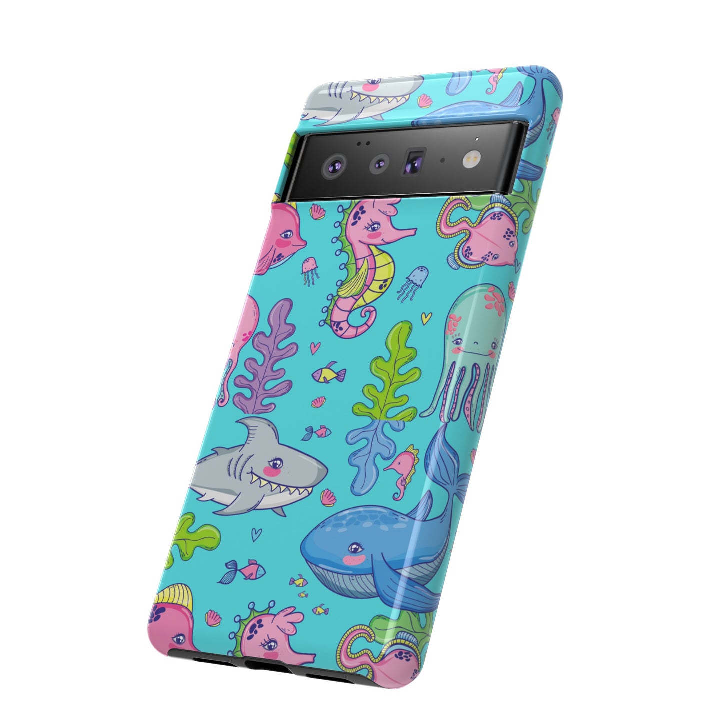 Cartoon Sea Creatures Wallpaper Phone Case | iPhone 15 Plus/ Pro, 14, 13, 12| Google Pixel 7, Pro, 5| Samsung Galaxy S23 All Major Phone Models