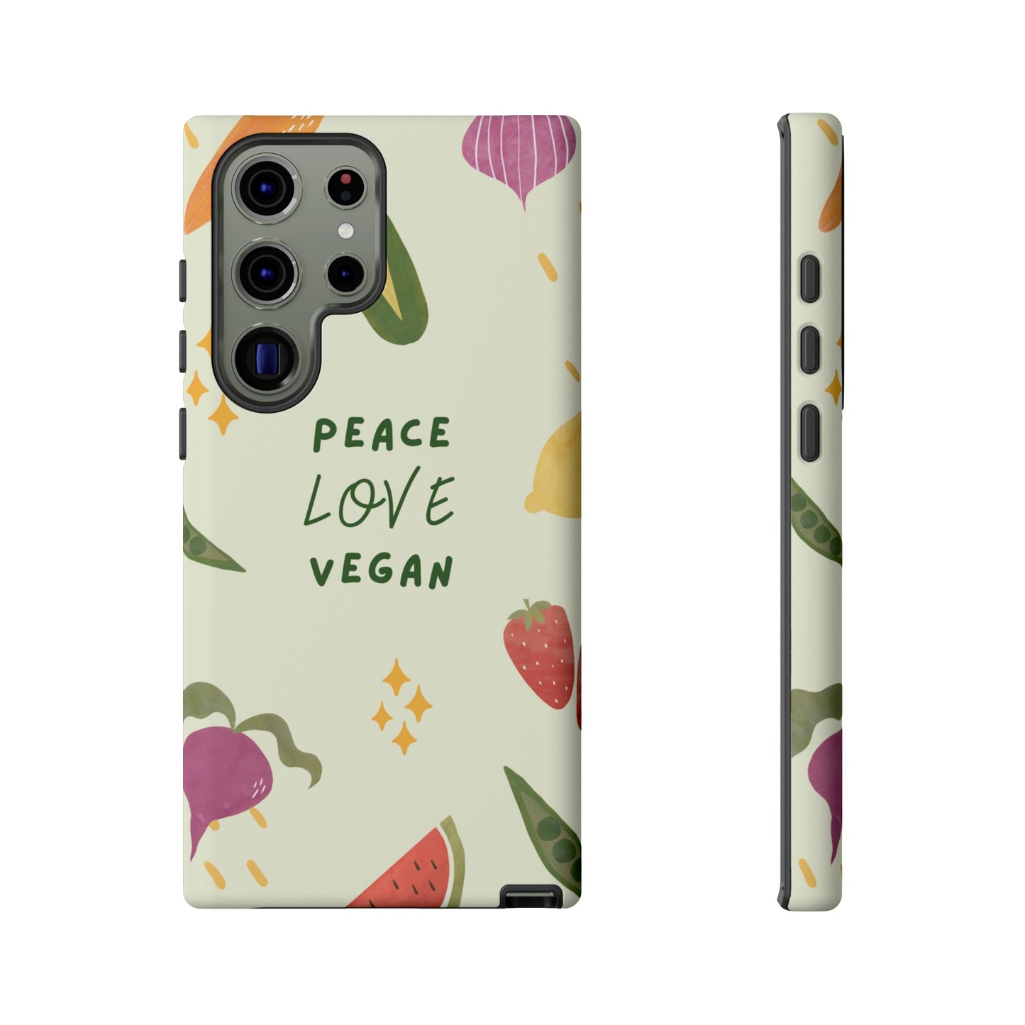 Peace Love Vegan Wallpaper Phone Case | iPhone 15 Plus/ Pro, 14, 13, 12| Google Pixel 7, Pro, 5| Samsung Galaxy S23 All Major Phone Models