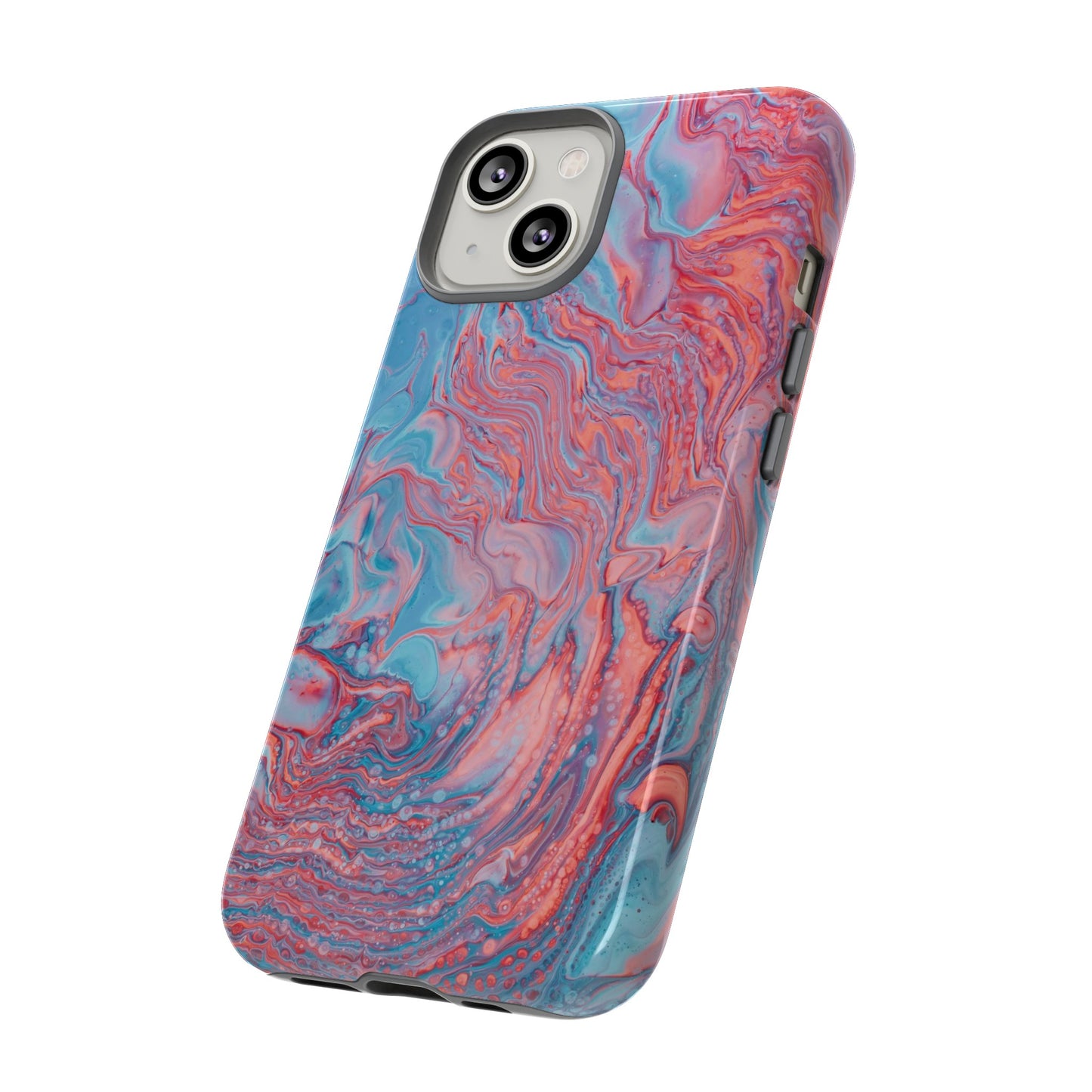 Coral Pink & Blue Abstract Paint Phone Case|iPhone 15 Plus/ Pro, 14, 13, 12|Google Pixel 7, Pro, 5|Samsung Galaxy S23 All Major Phone Models