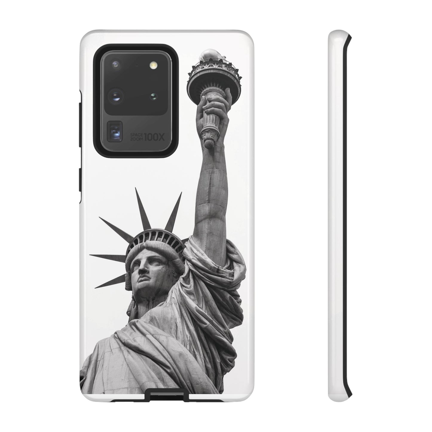 Black & White Statue of Liberty Wallpaper Phone Case | iPhone 15 Plus/ Pro, 14, 13, 12| Google Pixel 7, Pro, 5| Samsung Galaxy S23 All Major Phone Models