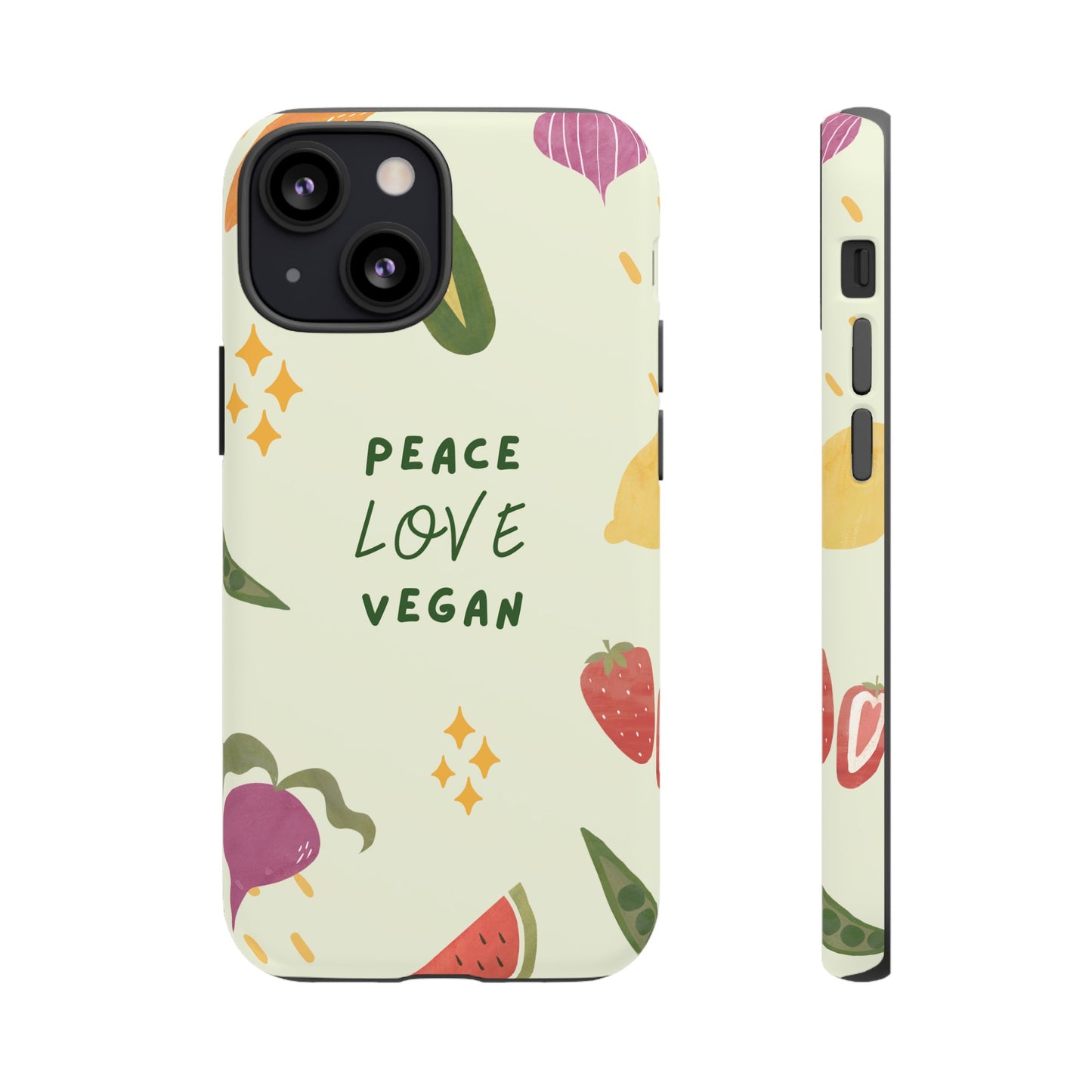 Peace Love Vegan Wallpaper Phone Case | iPhone 15 Plus/ Pro, 14, 13, 12| Google Pixel 7, Pro, 5| Samsung Galaxy S23 All Major Phone Models