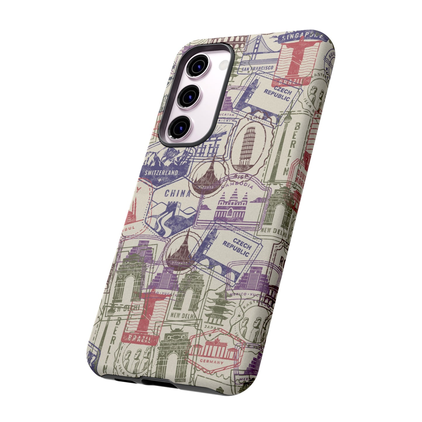 Travel Stamp Wallpaper Phone Case | iPhone 15 Plus/ Pro, 14, 13, 12| Google Pixel 7, Pro, 5| Samsung Galaxy S23 All Major Phone Models