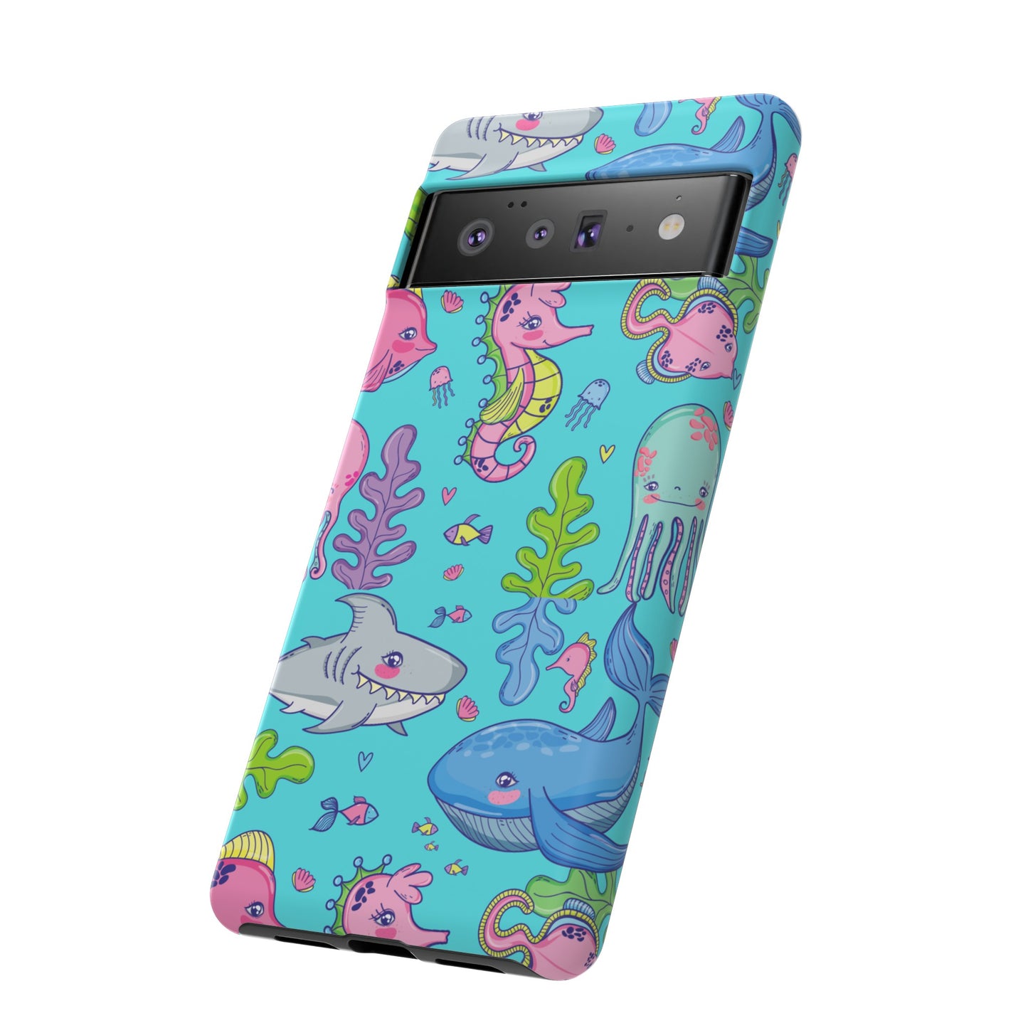 Cartoon Sea Creatures Wallpaper Phone Case | iPhone 15 Plus/ Pro, 14, 13, 12| Google Pixel 7, Pro, 5| Samsung Galaxy S23 All Major Phone Models