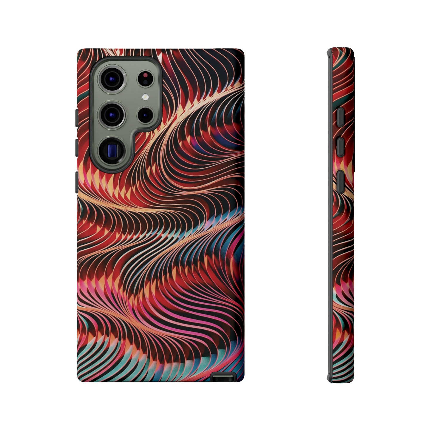 Wavy Crimson Abstract Wallpaper Phone Case|iPhone 15 Plus/ Pro, 14, 13, 12|Google Pixel 7, Pro, 5| Samsung Galaxy S23 All Major Phone Models