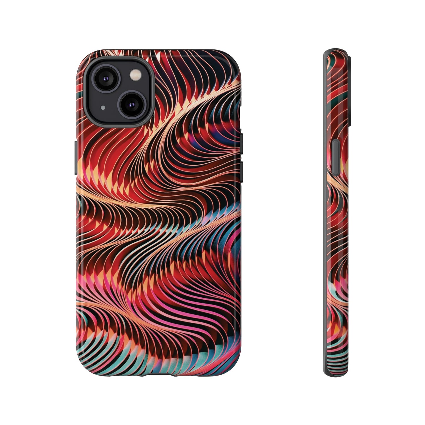 Wavy Crimson Abstract Wallpaper Phone Case|iPhone 15 Plus/ Pro, 14, 13, 12|Google Pixel 7, Pro, 5| Samsung Galaxy S23 All Major Phone Models