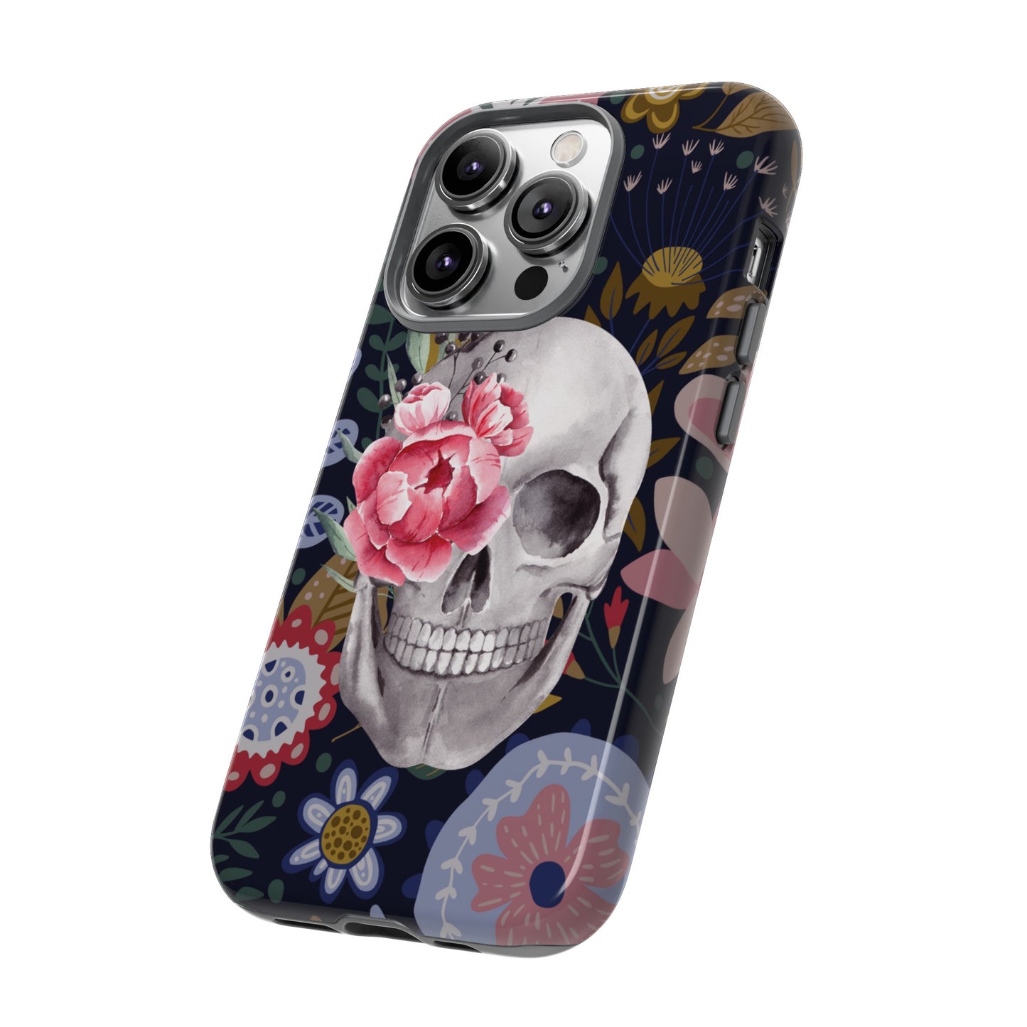 Floral Skull Wallpaper Phone Case | iPhone 15 Plus/ Pro, 14, 13, 12| Google Pixel 7, Pro, 5| Samsung Galaxy S23 All Major Phone Models