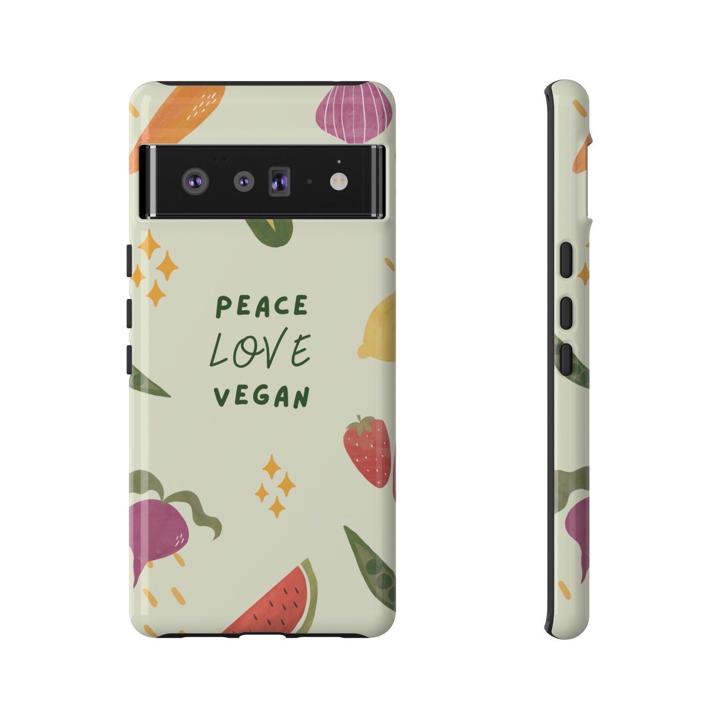 Peace Love Vegan Wallpaper Phone Case | iPhone 15 Plus/ Pro, 14, 13, 12| Google Pixel 7, Pro, 5| Samsung Galaxy S23 All Major Phone Models