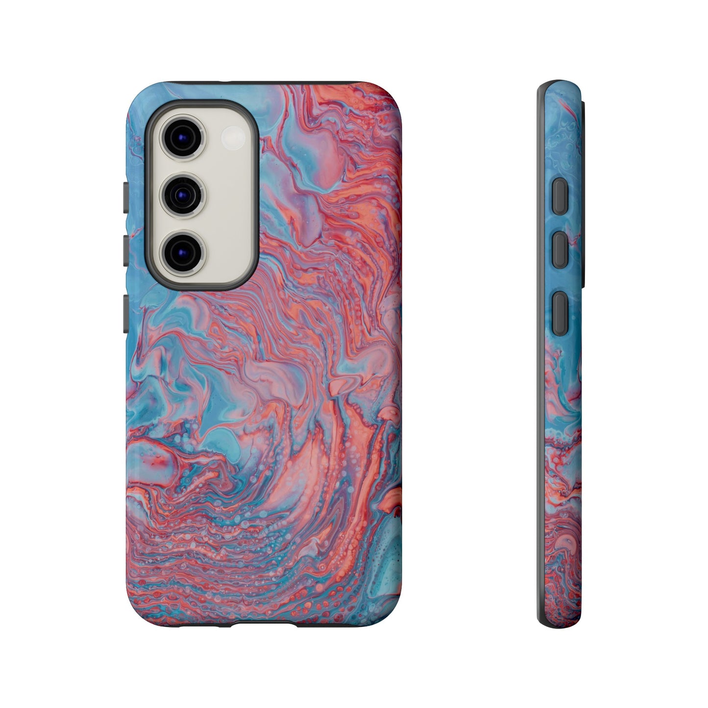 Coral Pink & Blue Abstract Paint Phone Case|iPhone 15 Plus/ Pro, 14, 13, 12|Google Pixel 7, Pro, 5|Samsung Galaxy S23 All Major Phone Models