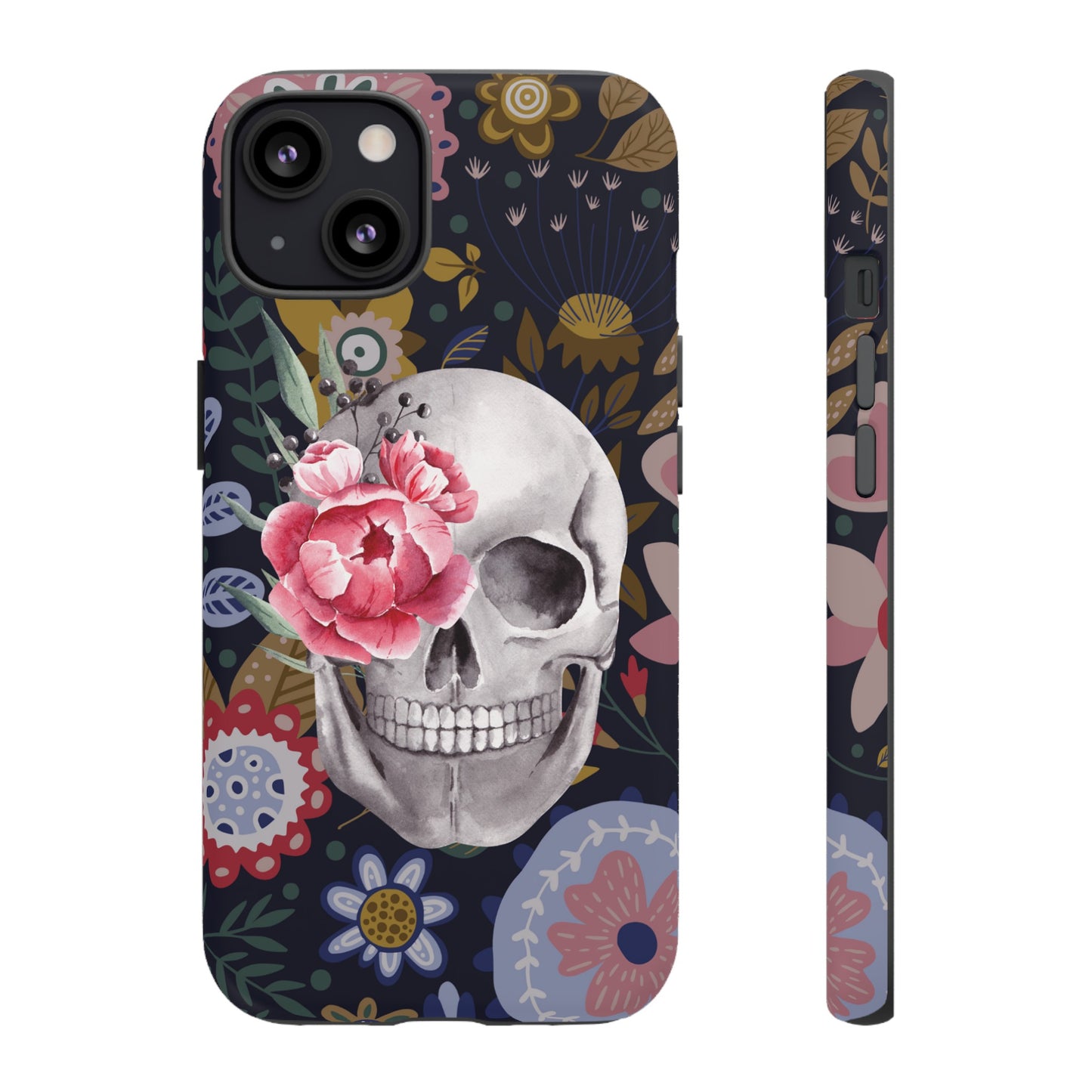 Floral Skull Wallpaper Phone Case | iPhone 15 Plus/ Pro, 14, 13, 12| Google Pixel 7, Pro, 5| Samsung Galaxy S23 All Major Phone Models