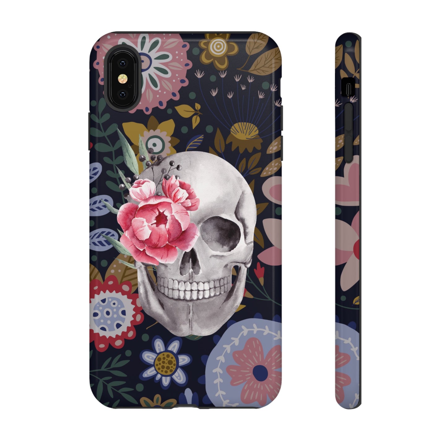 Floral Skull Wallpaper Phone Case | iPhone 15 Plus/ Pro, 14, 13, 12| Google Pixel 7, Pro, 5| Samsung Galaxy S23 All Major Phone Models