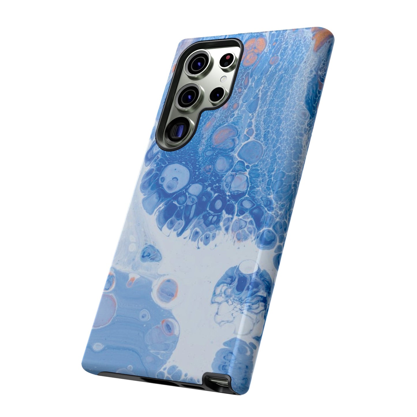 Blue and White Resin Inspired Phone Case |iPhone 15 Plus/ Pro, 14, 13, 12| Google Pixel 7, Pro, 5| Samsung Galaxy S23 All Major Phone Models