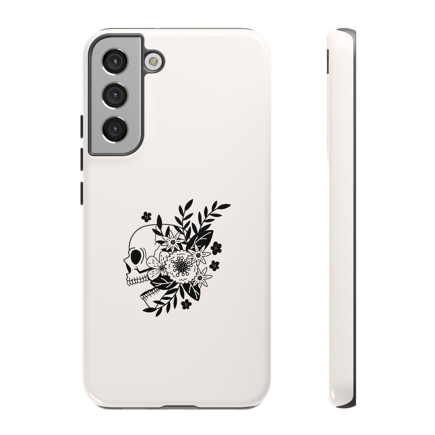 Skull with Flowers Wallpaper Phone Case | iPhone 15 Plus/ Pro, 14, 13, 12| Google Pixel 7, Pro, 5| Samsung Galaxy S23 All Major Phone Models