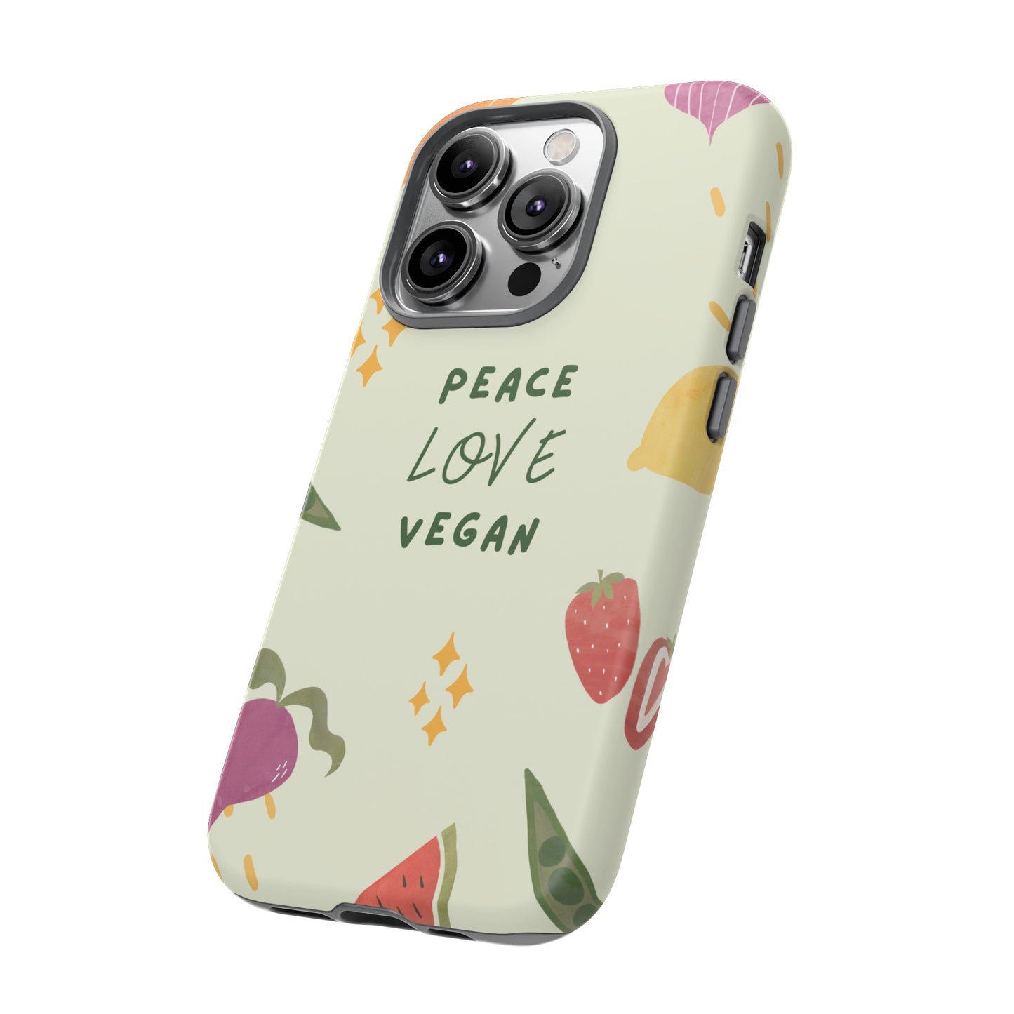 Peace Love Vegan Wallpaper Phone Case | iPhone 15 Plus/ Pro, 14, 13, 12| Google Pixel 7, Pro, 5| Samsung Galaxy S23 All Major Phone Models