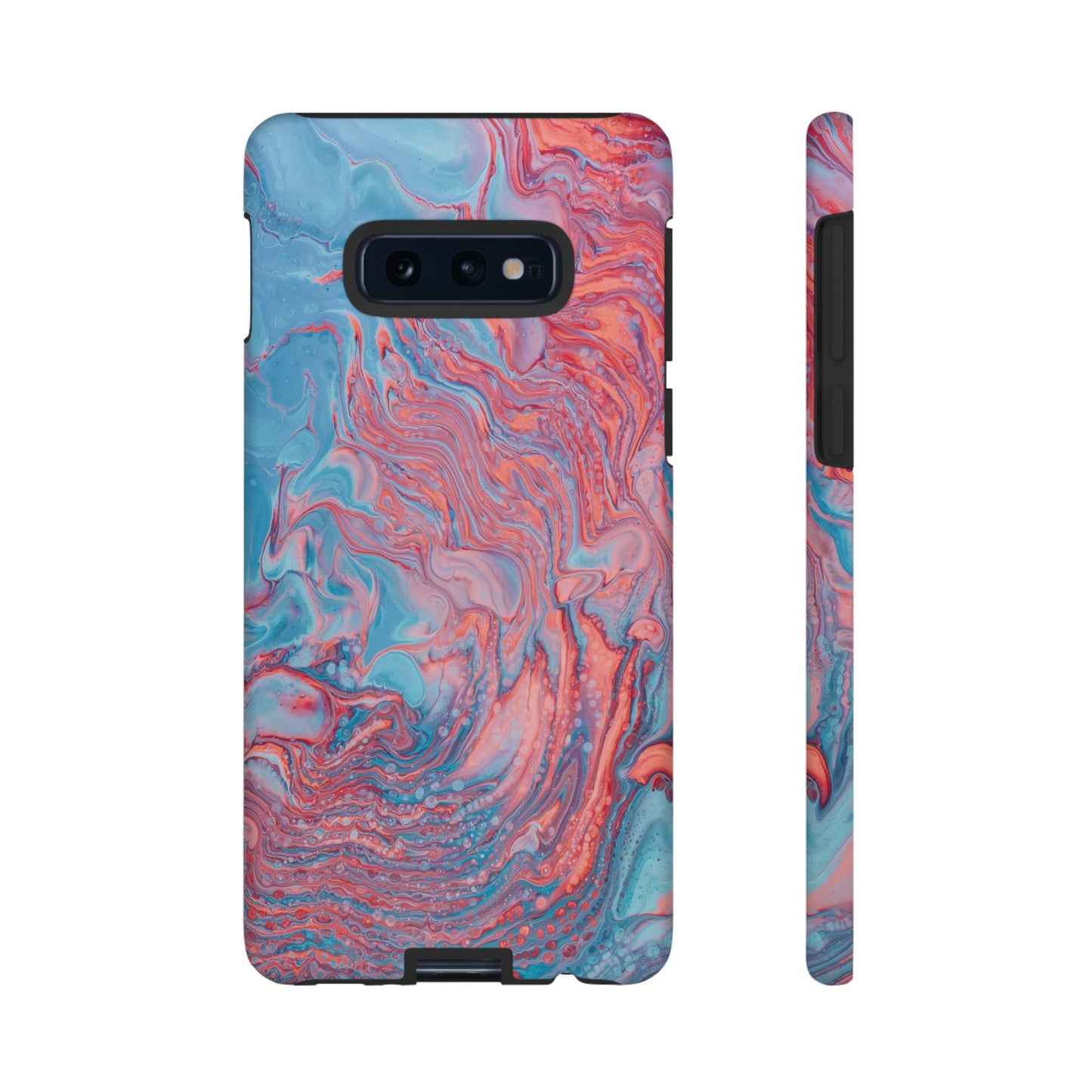 Coral Pink & Blue Abstract Paint Phone Case|iPhone 15 Plus/ Pro, 14, 13, 12|Google Pixel 7, Pro, 5|Samsung Galaxy S23 All Major Phone Models