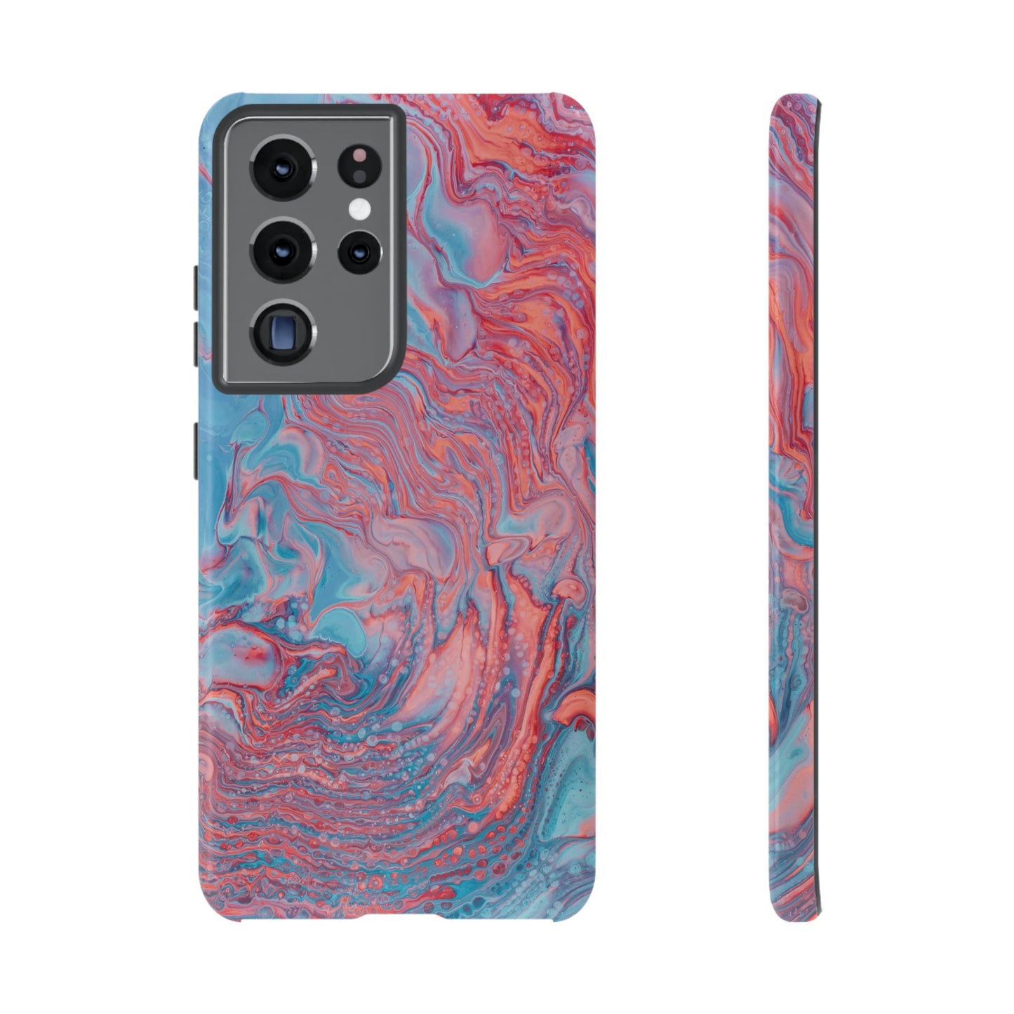 Coral Pink & Blue Abstract Paint Phone Case|iPhone 15 Plus/ Pro, 14, 13, 12|Google Pixel 7, Pro, 5|Samsung Galaxy S23 All Major Phone Models