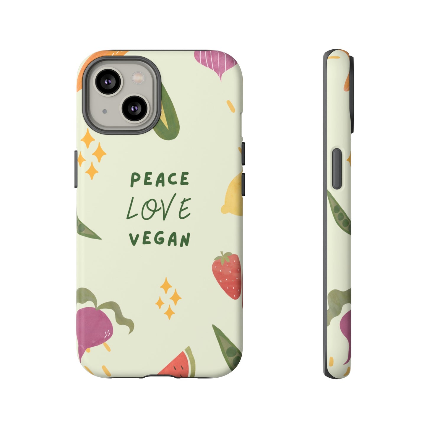 Peace Love Vegan Wallpaper Phone Case | iPhone 15 Plus/ Pro, 14, 13, 12| Google Pixel 7, Pro, 5| Samsung Galaxy S23 All Major Phone Models