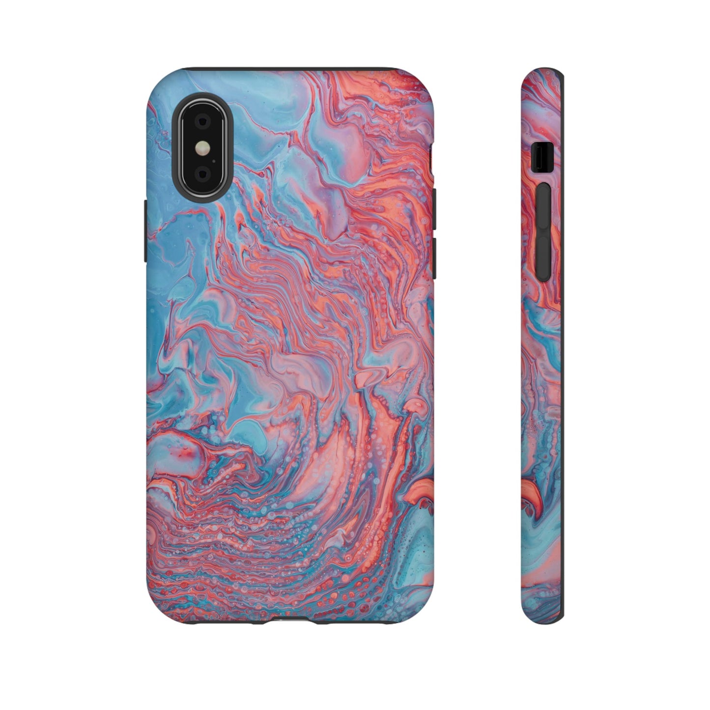 Coral Pink & Blue Abstract Paint Phone Case|iPhone 15 Plus/ Pro, 14, 13, 12|Google Pixel 7, Pro, 5|Samsung Galaxy S23 All Major Phone Models