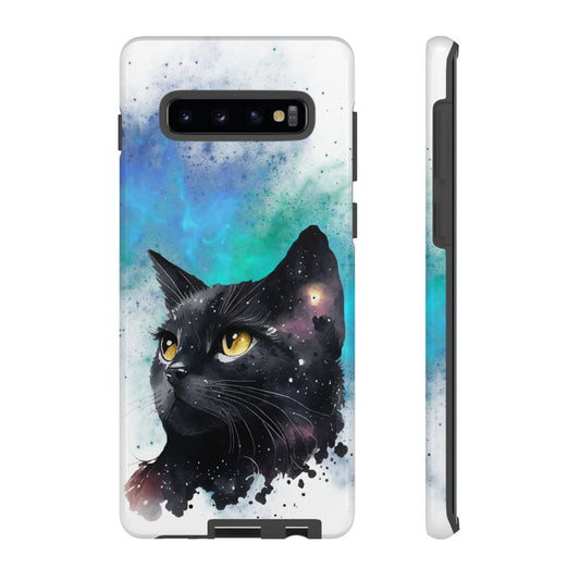 Cosmic Black Cat Phone Case | iPhone 15 Plus/ Pro, 14, 13, 12| Google Pixel 7, Pro, 5| Samsung Galaxy S23 All Major Phone Models