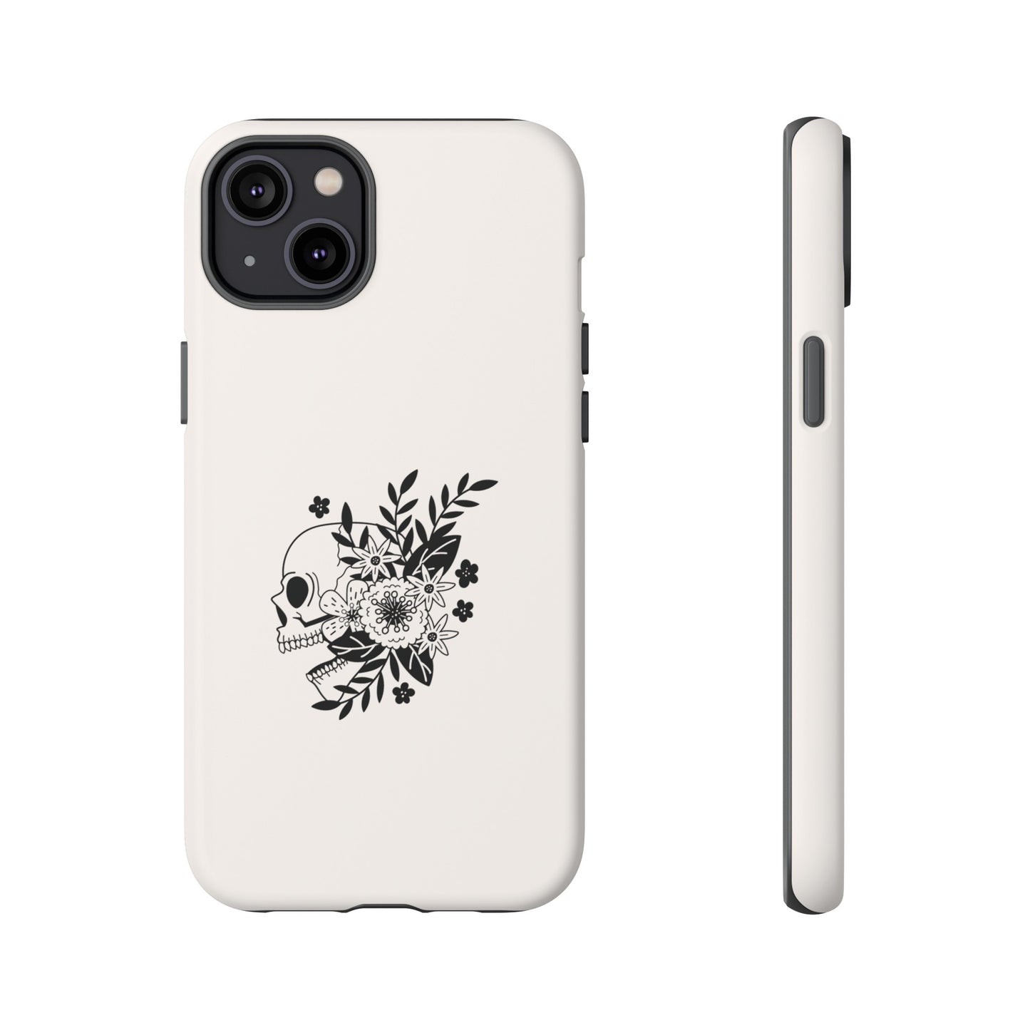 Skull with Flowers Wallpaper Phone Case | iPhone 15 Plus/ Pro, 14, 13, 12| Google Pixel 7, Pro, 5| Samsung Galaxy S23 All Major Phone Models