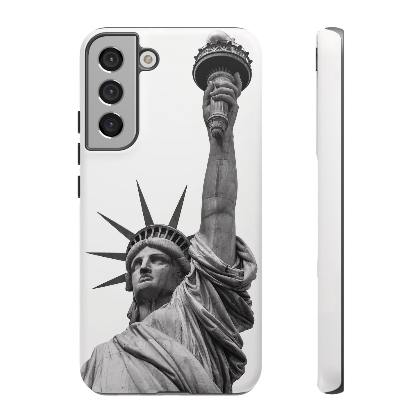 Black & White Statue of Liberty Wallpaper Phone Case | iPhone 15 Plus/ Pro, 14, 13, 12| Google Pixel 7, Pro, 5| Samsung Galaxy S23 All Major Phone Models