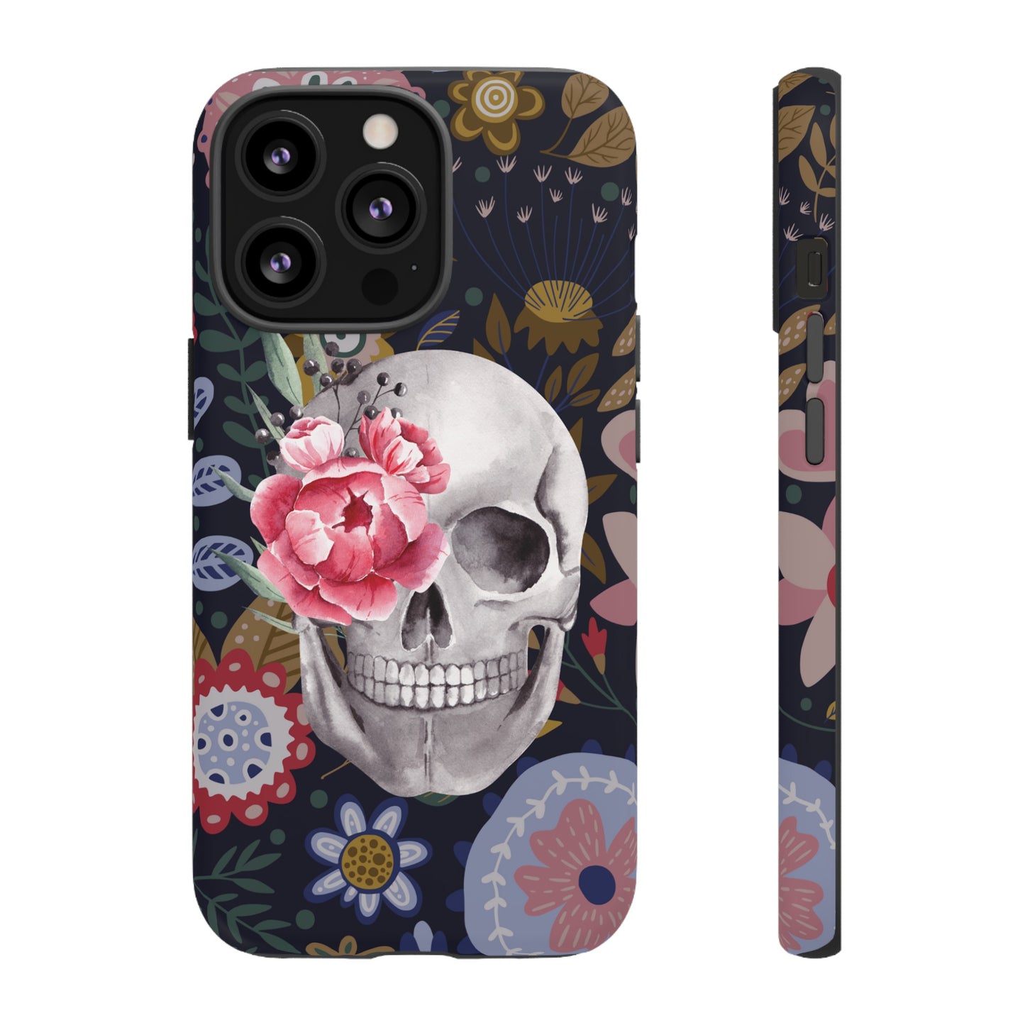 Floral Skull Wallpaper Phone Case | iPhone 15 Plus/ Pro, 14, 13, 12| Google Pixel 7, Pro, 5| Samsung Galaxy S23 All Major Phone Models