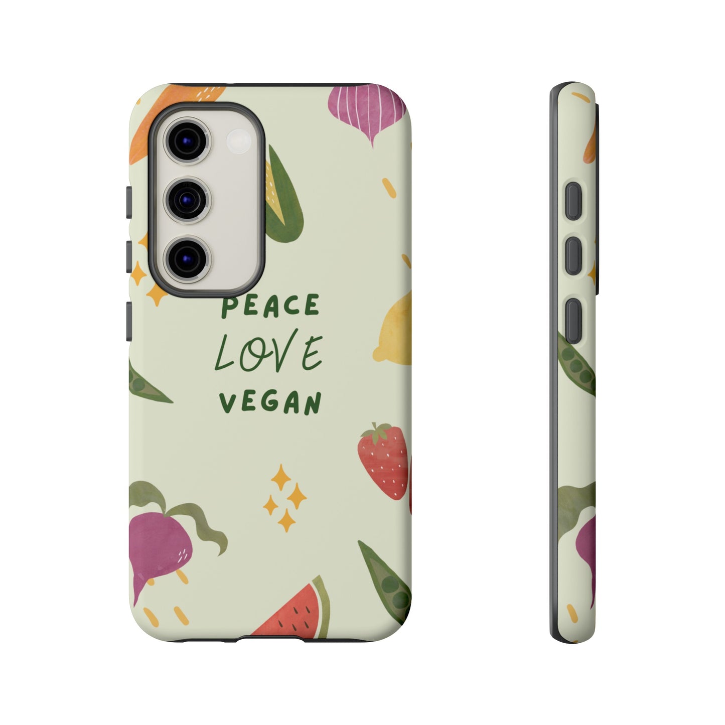 Peace Love Vegan Wallpaper Phone Case | iPhone 15 Plus/ Pro, 14, 13, 12| Google Pixel 7, Pro, 5| Samsung Galaxy S23 All Major Phone Models