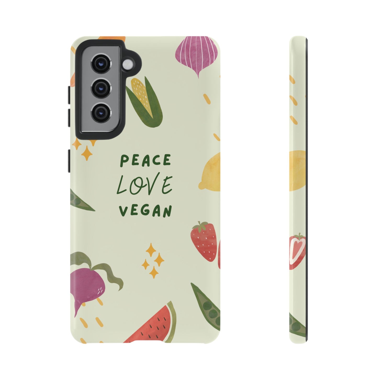 Peace Love Vegan Wallpaper Phone Case | iPhone 15 Plus/ Pro, 14, 13, 12| Google Pixel 7, Pro, 5| Samsung Galaxy S23 All Major Phone Models