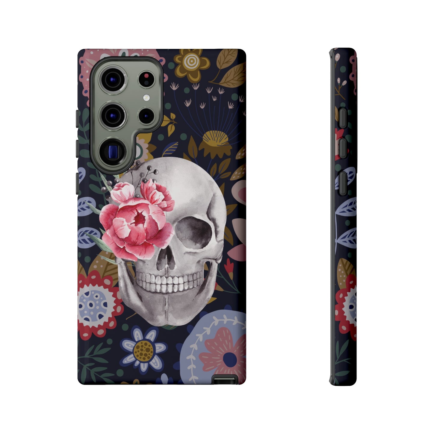 Floral Skull Wallpaper Phone Case | iPhone 15 Plus/ Pro, 14, 13, 12| Google Pixel 7, Pro, 5| Samsung Galaxy S23 All Major Phone Models