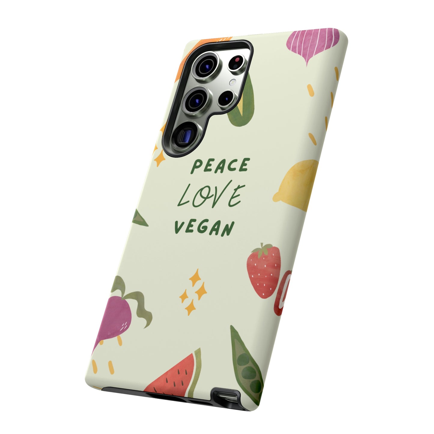 Peace Love Vegan Wallpaper Phone Case | iPhone 15 Plus/ Pro, 14, 13, 12| Google Pixel 7, Pro, 5| Samsung Galaxy S23 All Major Phone Models