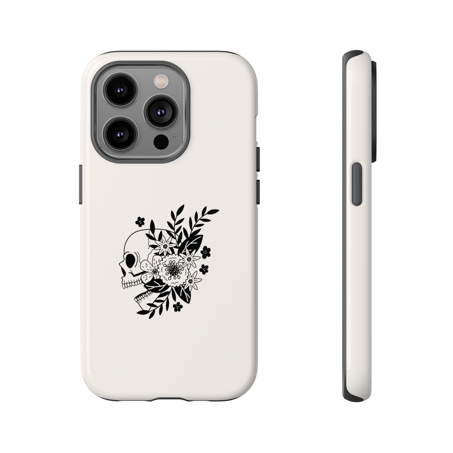 Skull with Flowers Wallpaper Phone Case | iPhone 15 Plus/ Pro, 14, 13, 12| Google Pixel 7, Pro, 5| Samsung Galaxy S23 All Major Phone Models