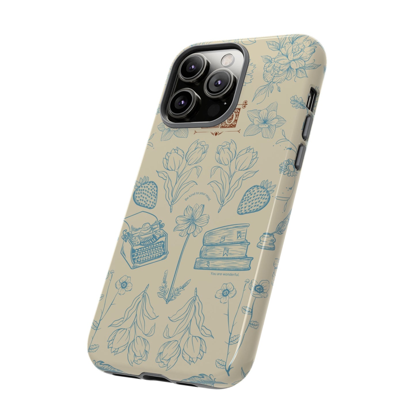 Typewriter Among The Flowers Phone Case | iPhone 15 Plus/ Pro, 14, 13, 12| Google Pixel 7, Pro, 5| Samsung Galaxy S23 All Major Phone Models