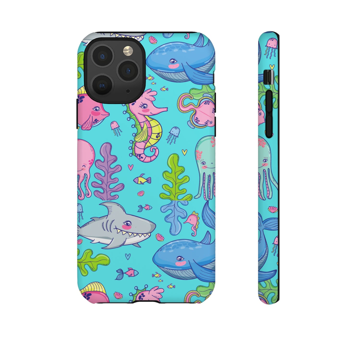 Cartoon Sea Creatures Wallpaper Phone Case | iPhone 15 Plus/ Pro, 14, 13, 12| Google Pixel 7, Pro, 5| Samsung Galaxy S23 All Major Phone Models