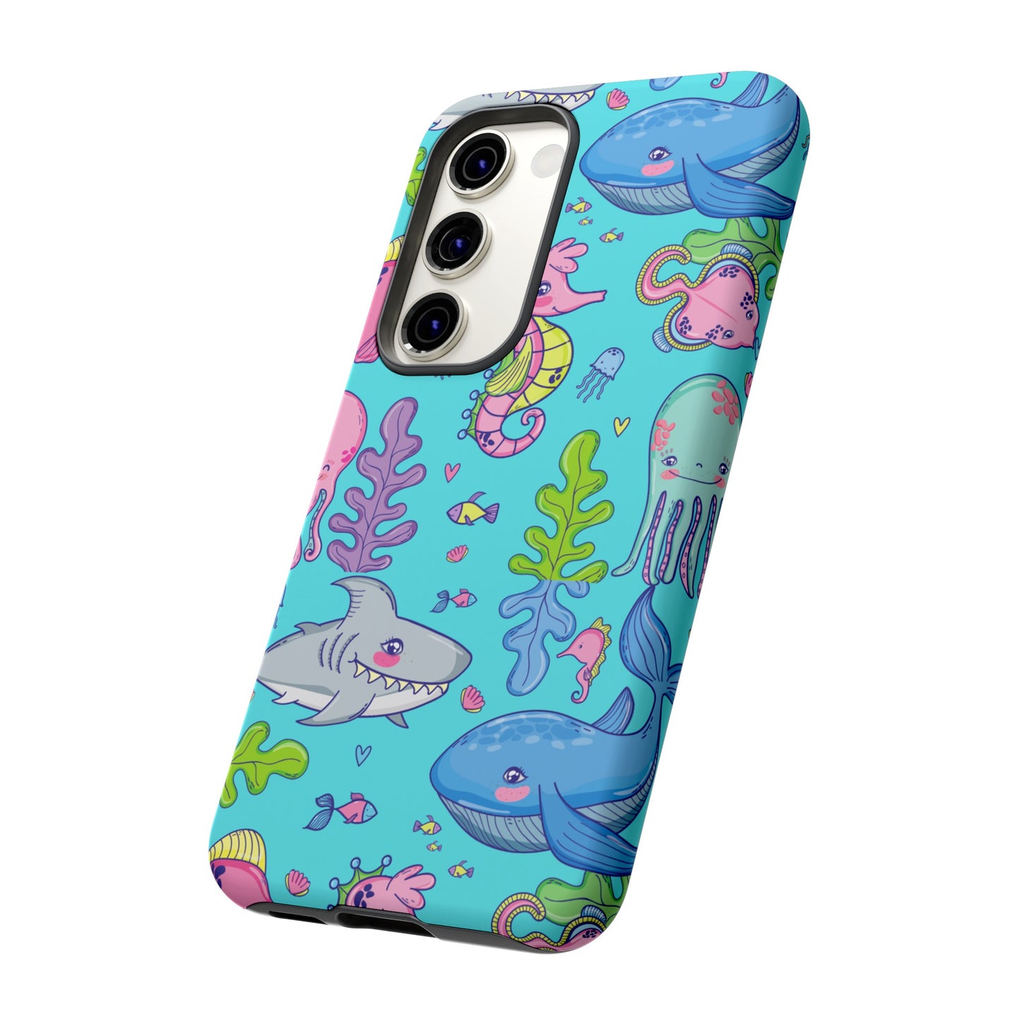 Cartoon Sea Creatures Wallpaper Phone Case | iPhone 15 Plus/ Pro, 14, 13, 12| Google Pixel 7, Pro, 5| Samsung Galaxy S23 All Major Phone Models