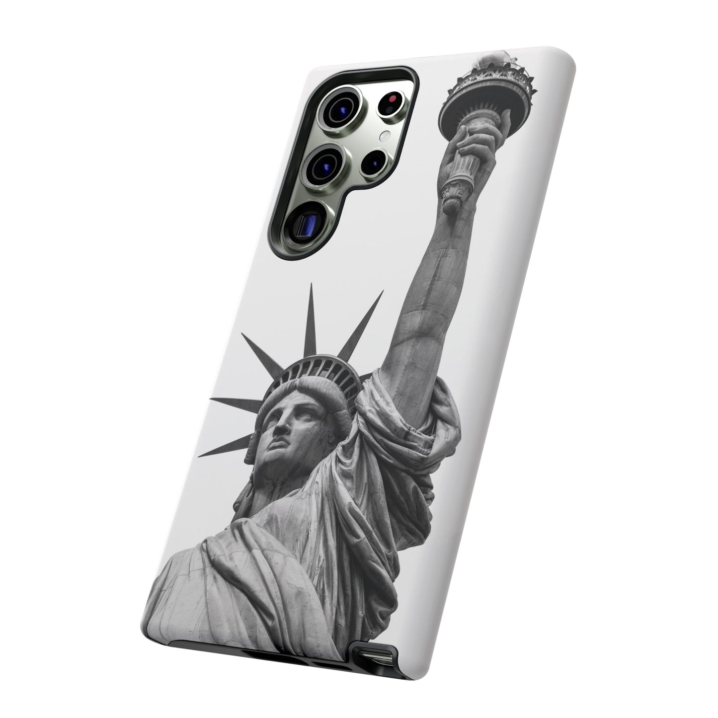 Black & White Statue of Liberty Wallpaper Phone Case | iPhone 15 Plus/ Pro, 14, 13, 12| Google Pixel 7, Pro, 5| Samsung Galaxy S23 All Major Phone Models