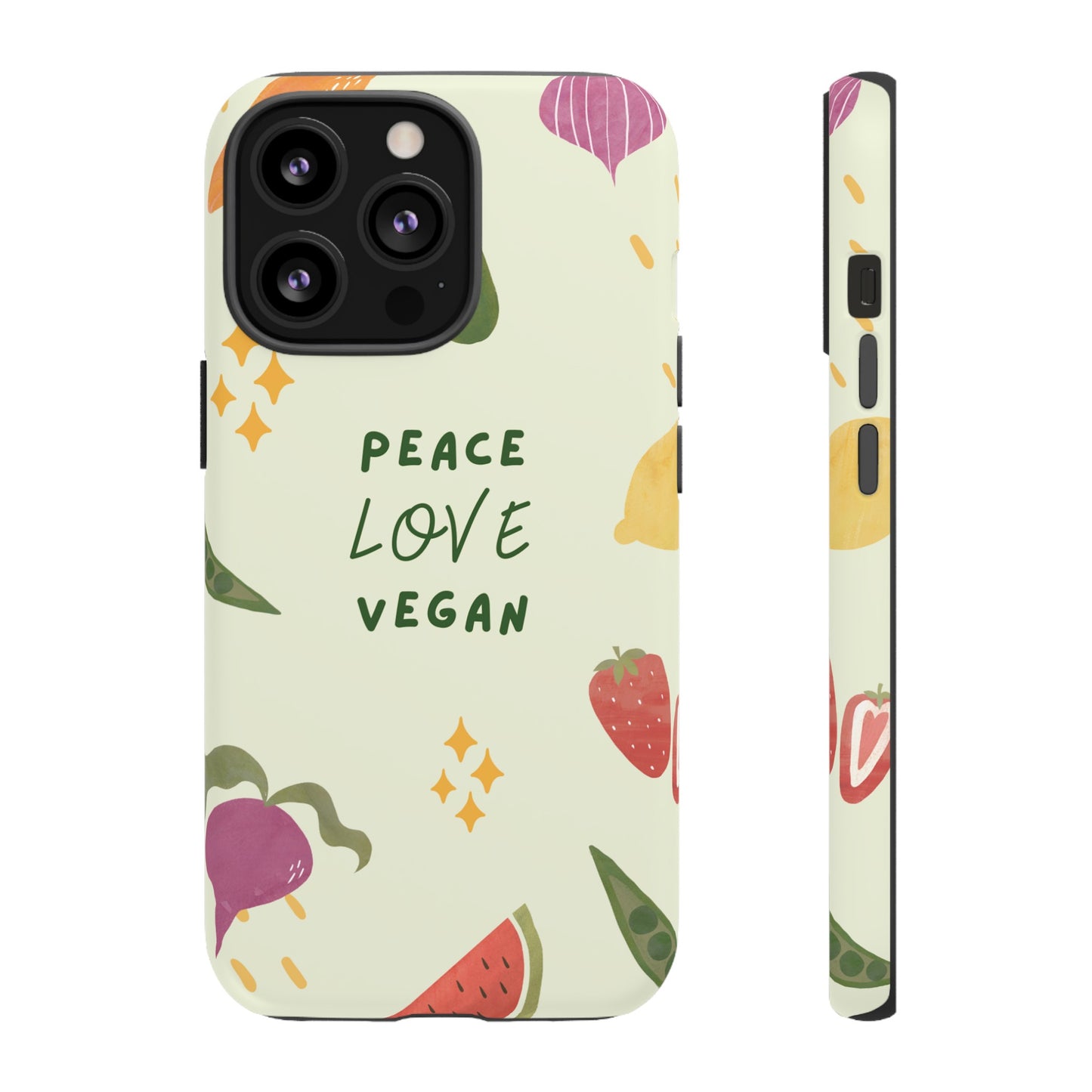 Peace Love Vegan Wallpaper Phone Case | iPhone 15 Plus/ Pro, 14, 13, 12| Google Pixel 7, Pro, 5| Samsung Galaxy S23 All Major Phone Models